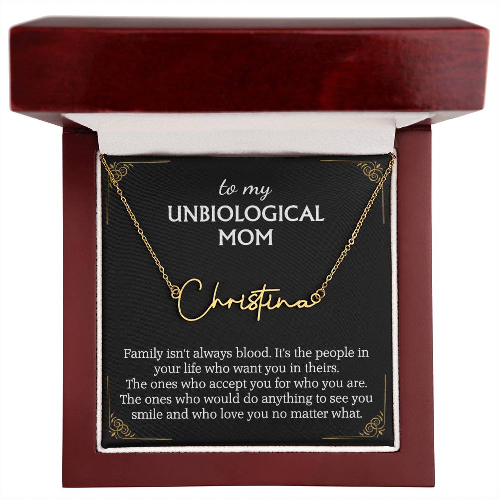 To My Unbiological Mom Signature Style Name Necklace for Bonus Mom Mother in Law Gifts Mothers Day Gifts Christmas