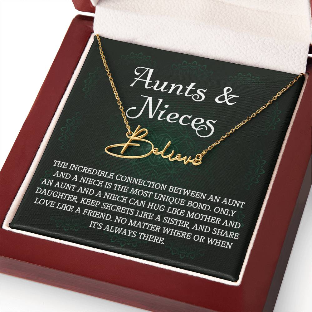 Auntie Gift Aunt Gifts From Niece, Signature Style Name Necklace Birthday Christmas Jewelry For Aunt