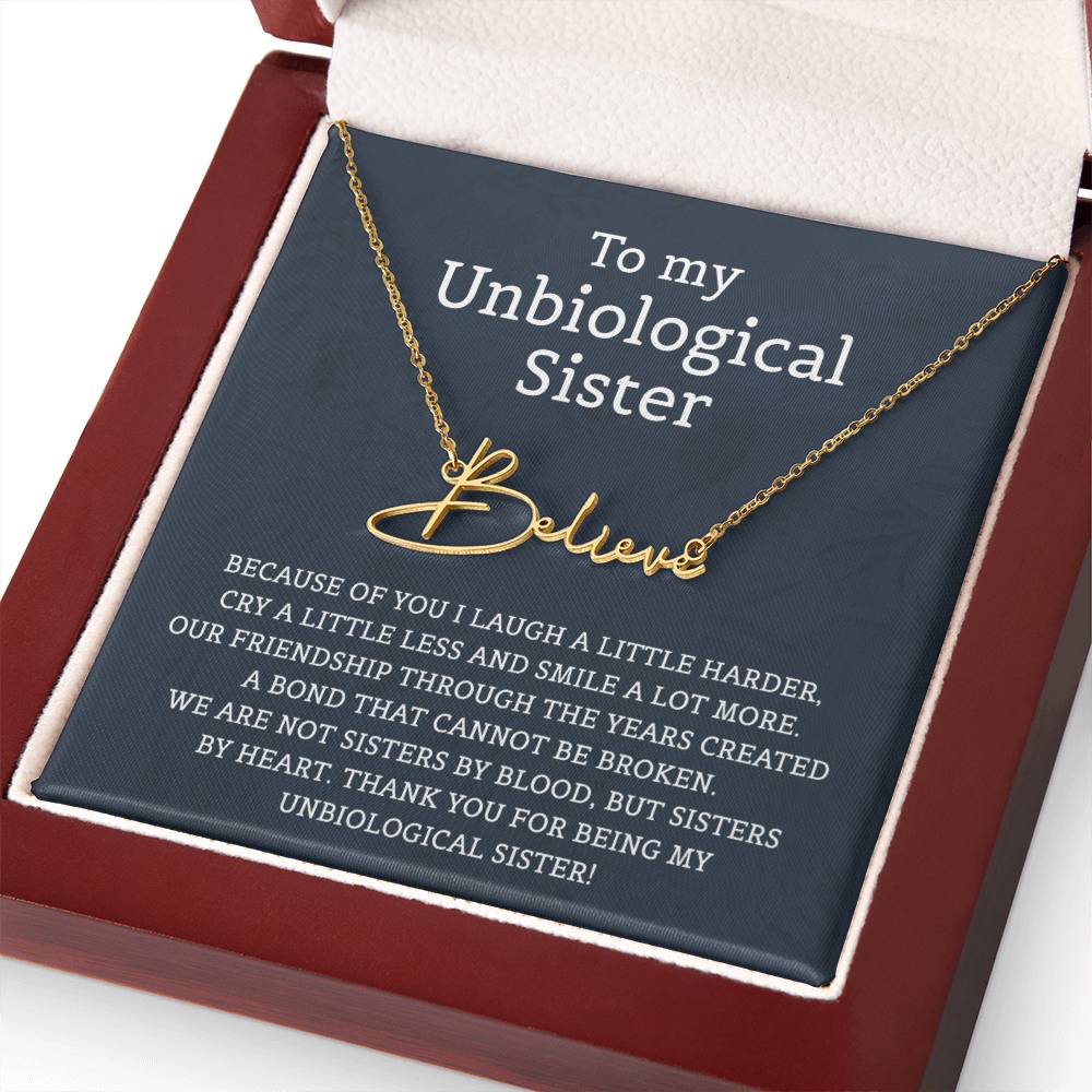 Unbiological Sister Signature Style Name Necklace for Sister Friends Necklaces Unbiological Sister Gifts for Friendship Jewelry