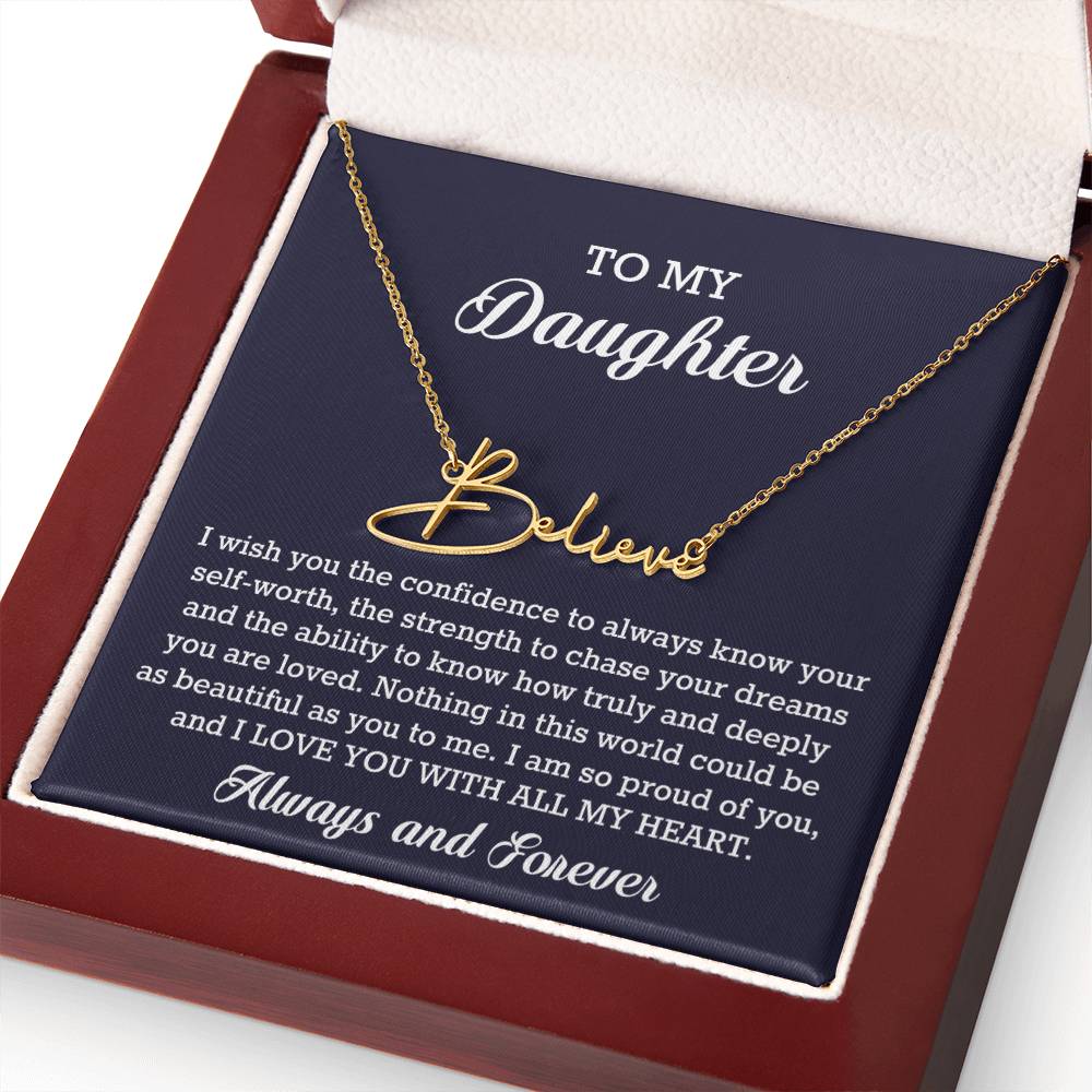 To My Daughter Signature Style Name Necklace Birthday Christmas Jewelry Gift