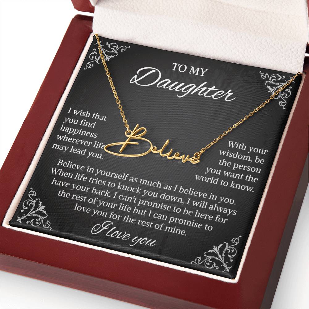 To My Daughter Signature Style Name Necklace, Daughter Necklace, Gift For Daughter, Daughter Necklace, Daughter Jewelry From Mom Dad