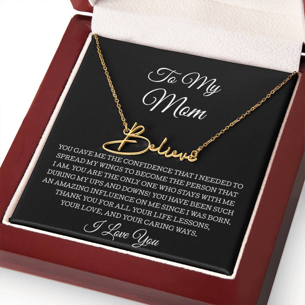 To My Mom Signature Style Name Necklace, To Mom Message Card Necklace, Mom Gift, Mom Mother's Day Gifts, Mom Birthday Jewelry, Mom Gift From Son