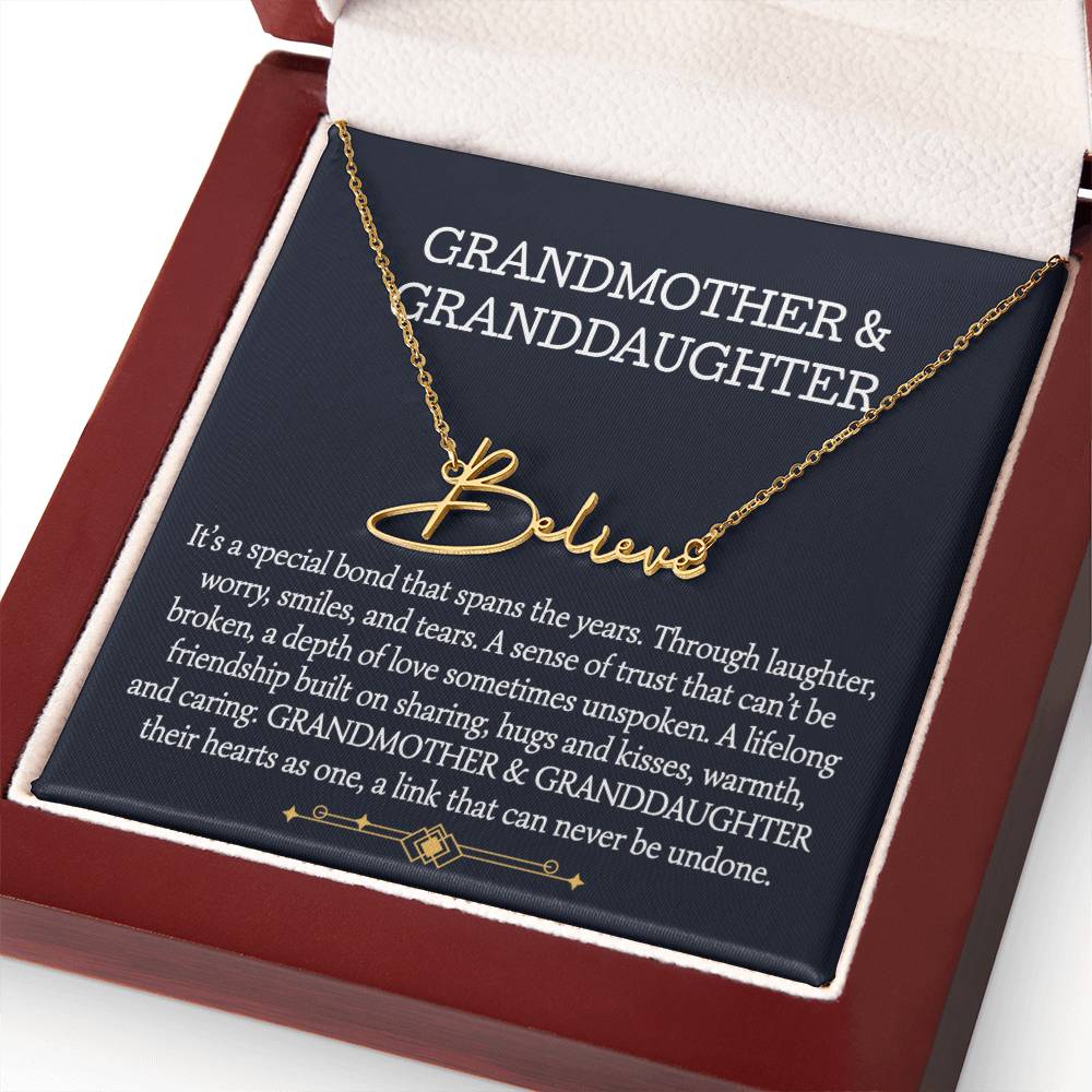 Grandmother And Granddaughter Signature Style Name Necklace, Birthday Gift, Christmas Gift
