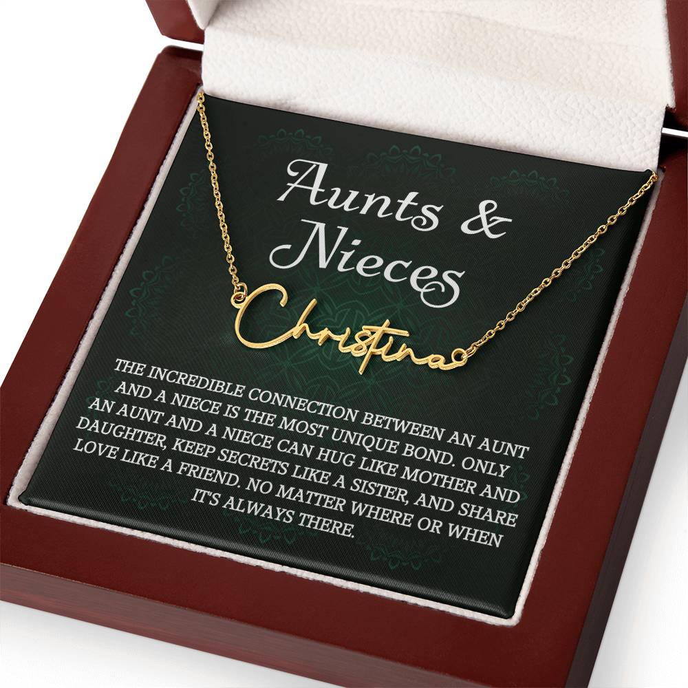 Auntie Gift Aunt Gifts From Niece, Signature Style Name Necklace Birthday Christmas Jewelry For Aunt