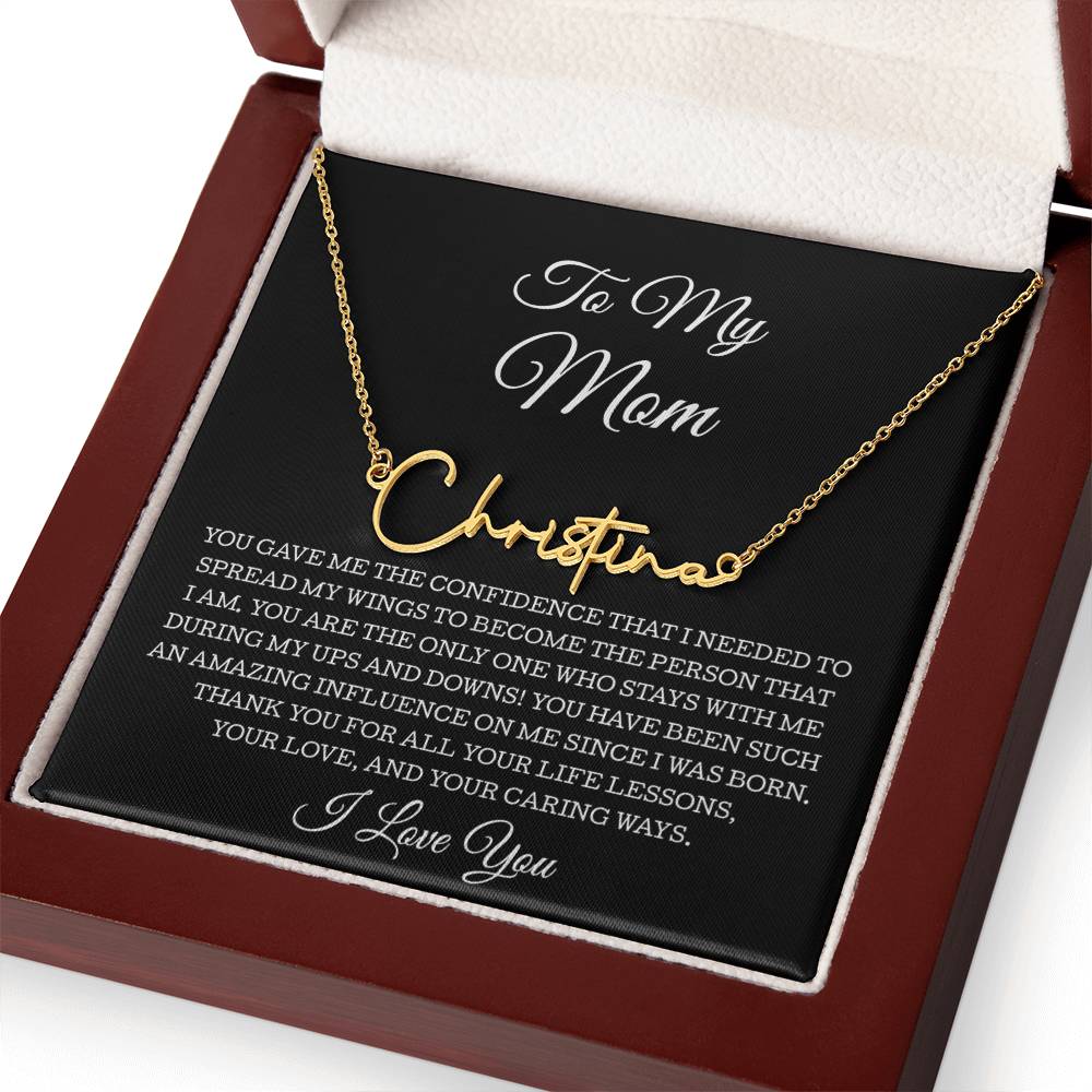 To My Mom Signature Style Name Necklace, To Mom Message Card Necklace, Mom Gift, Mom Mother's Day Gifts, Mom Birthday Jewelry, Mom Gift From Son