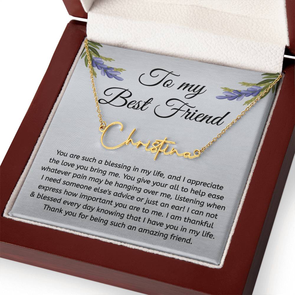 Best Friend Necklace, Signature Style Name Necklace Friendship Necklace, Jewelry Gift, Gift for Friend, Birthday Gift, Christmas Gift for Her
