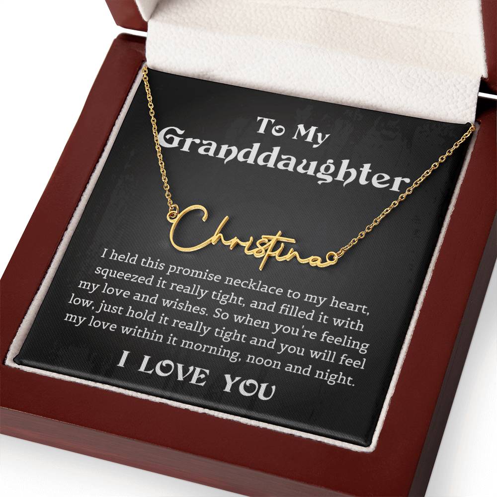 Granddaughter Birthday Gift, Signature Style Name Necklace from Grandmother with Thoughtful Message Card, Grandmother & Granddaughter Necklace Gift
