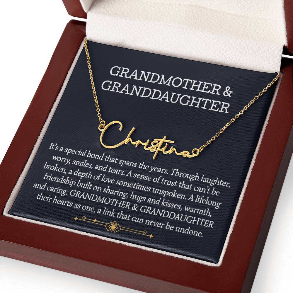 Grandmother And Granddaughter Signature Style Name Necklace, Birthday Gift, Christmas Gift