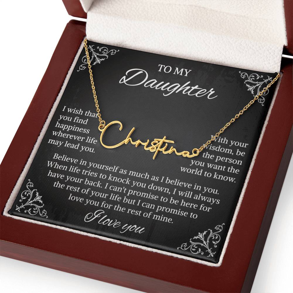 To My Daughter Signature Style Name Necklace, Daughter Necklace, Gift For Daughter, Daughter Necklace, Daughter Jewelry From Mom Dad