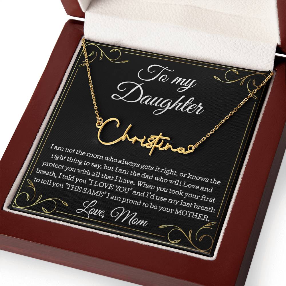 To My Daughter Necklace From Mom, Daughter Signature Style Name Necklace, Daughter Gift, Birthday Gift, Christmas Gift Daughter From Mom