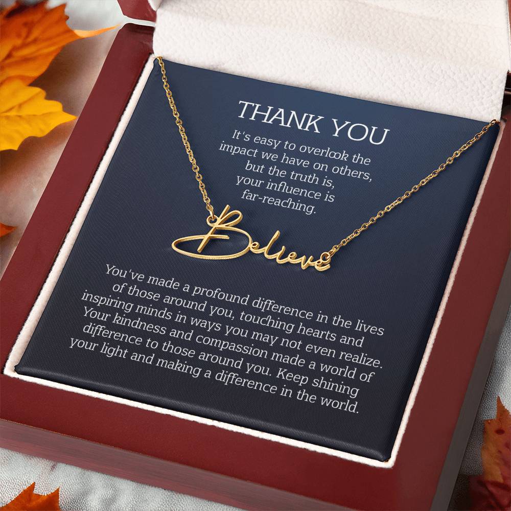 thank you name necklace