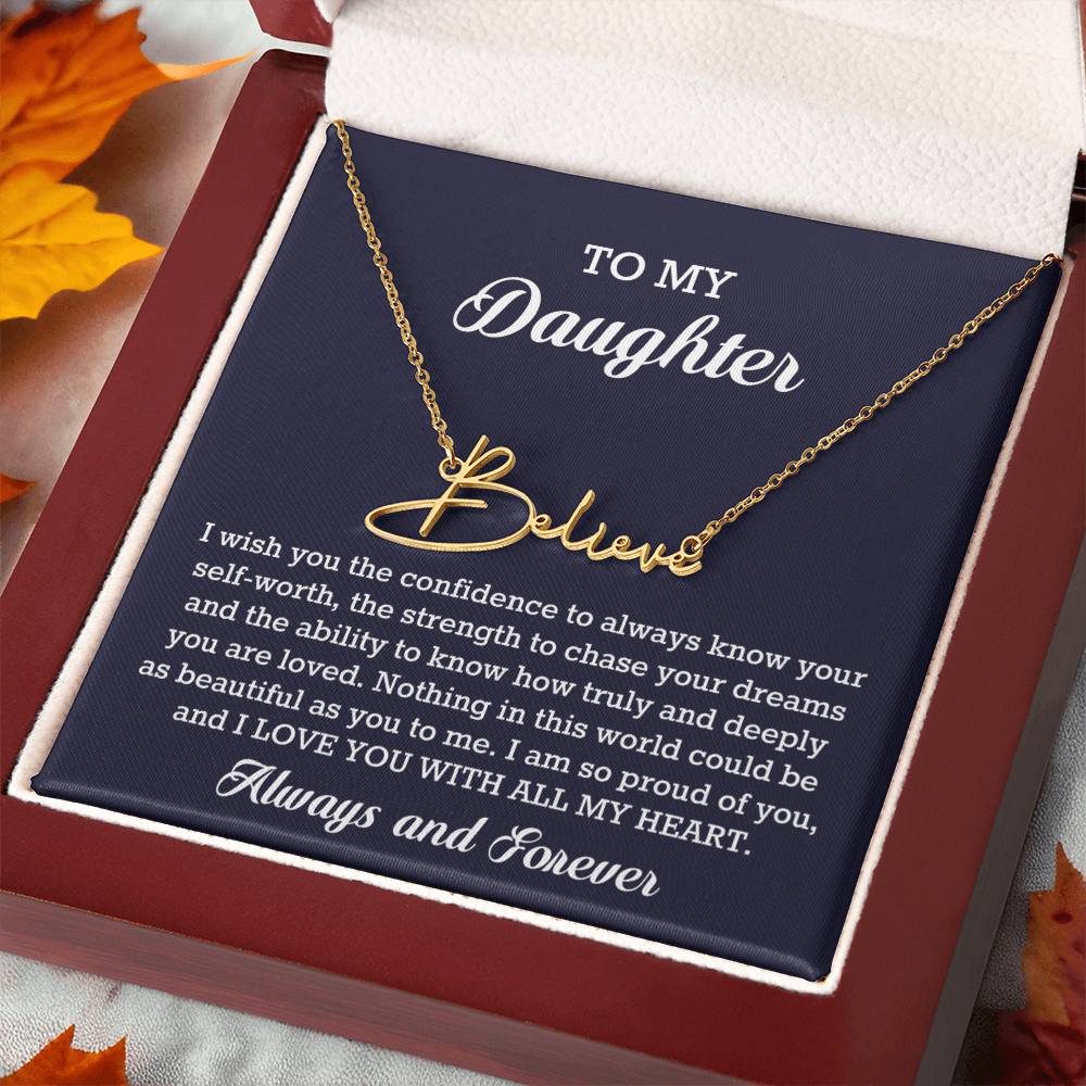 To My Daughter Signature Style Name Necklace Birthday Christmas Jewelry Gift