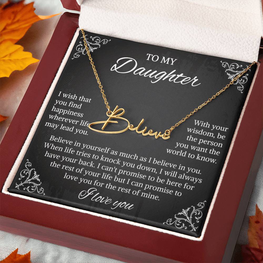 To My Daughter Signature Style Name Necklace, Daughter Necklace, Gift For Daughter, Daughter Necklace, Daughter Jewelry From Mom Dad