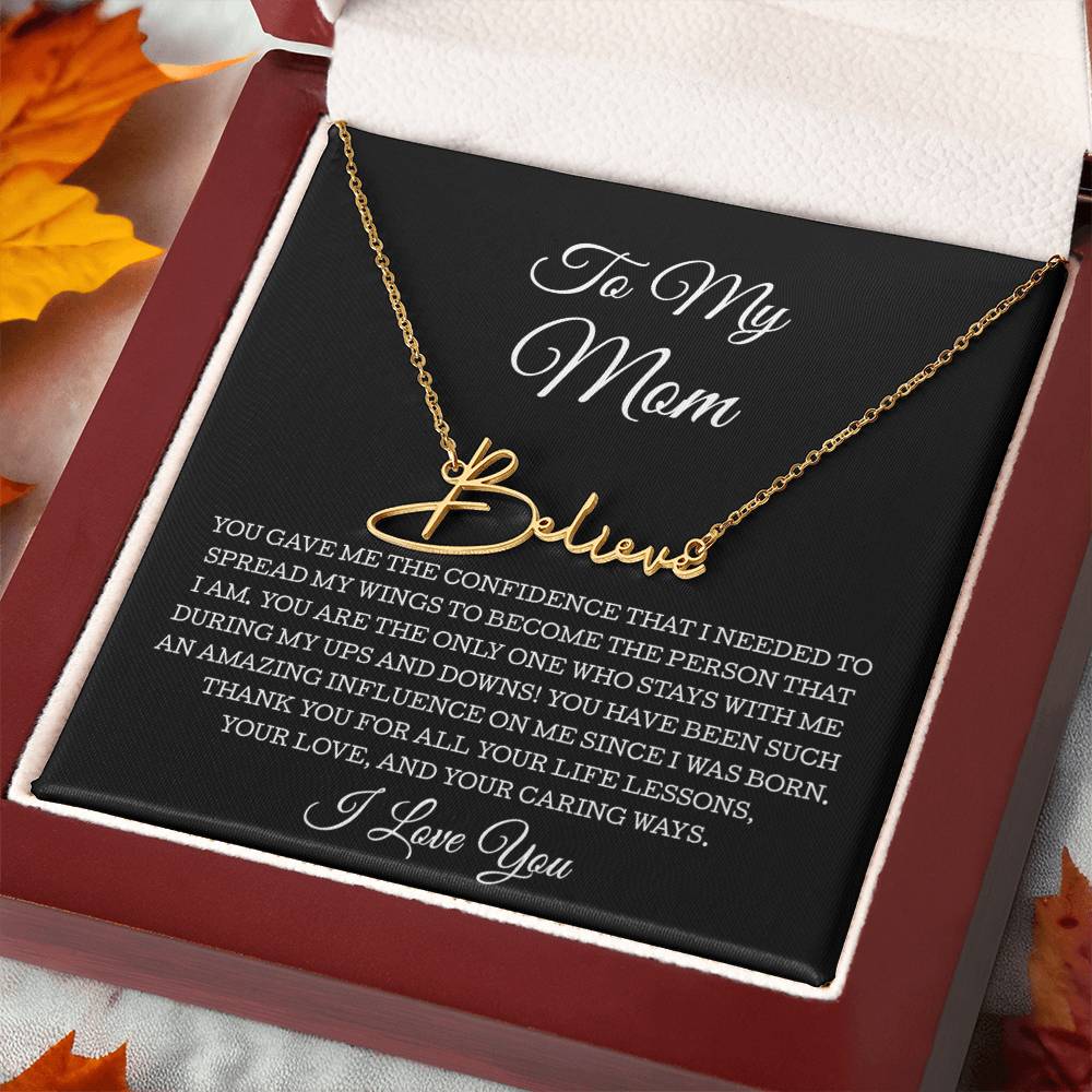 To My Mom Signature Style Name Necklace, To Mom Message Card Necklace, Mom Gift, Mom Mother's Day Gifts, Mom Birthday Jewelry, Mom Gift From Son