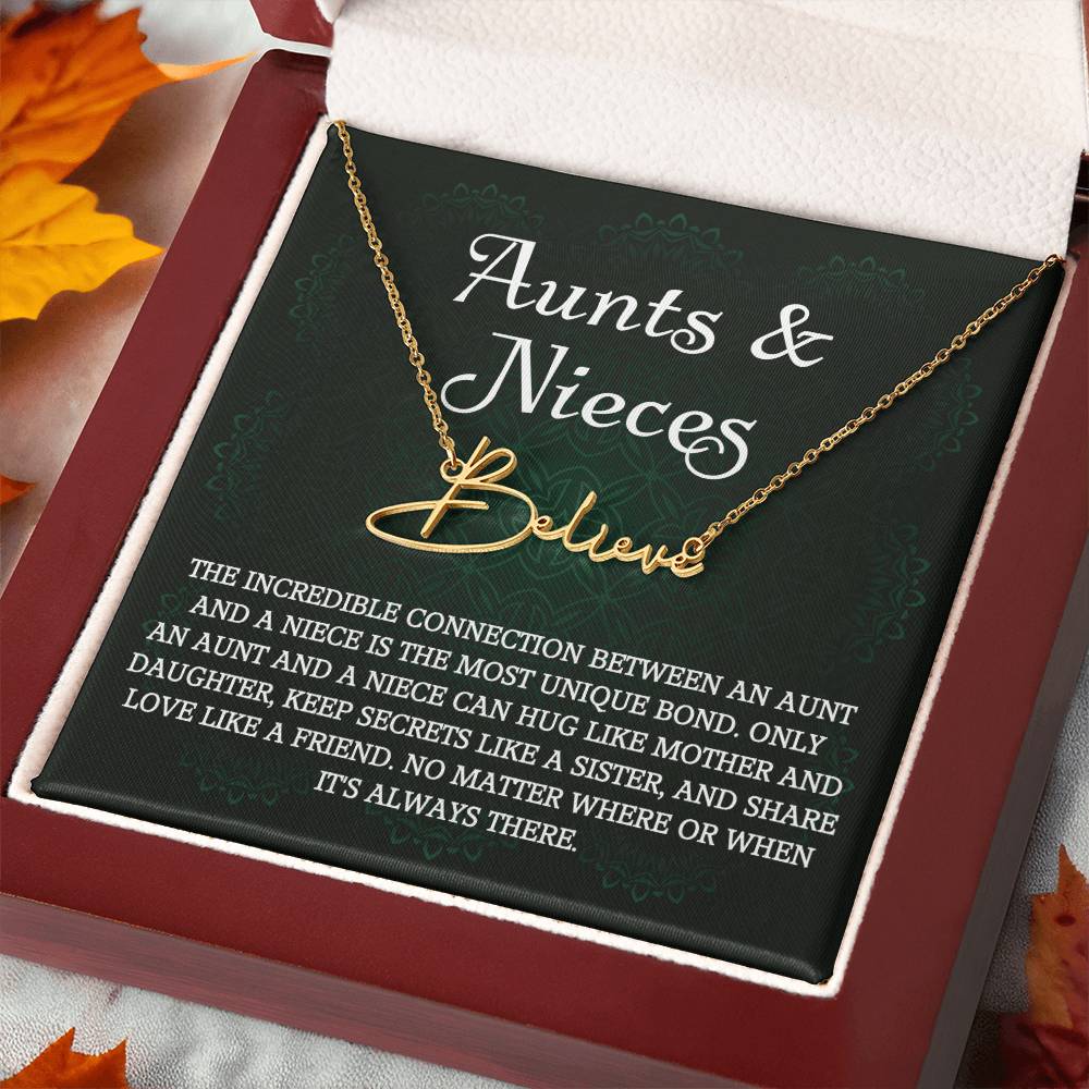Auntie Gift Aunt Gifts From Niece, Signature Style Name Necklace Birthday Christmas Jewelry For Aunt