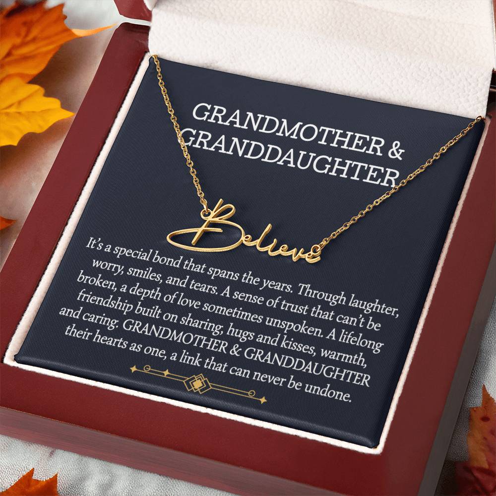 Grandmother And Granddaughter Signature Style Name Necklace, Birthday Gift, Christmas Gift