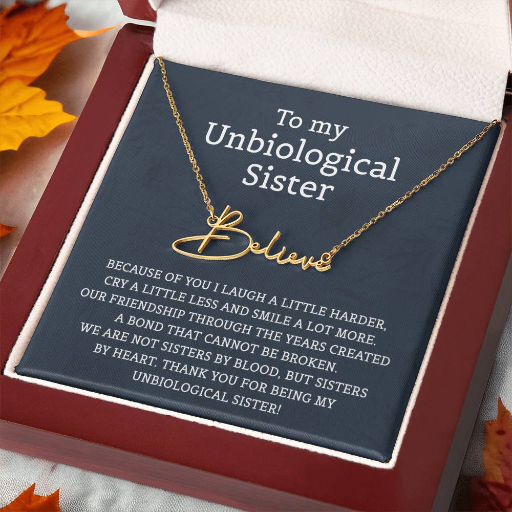 Unbiological Sister Signature Style Name Necklace for Sister Friends Necklaces Unbiological Sister Gifts for Friendship Jewelry