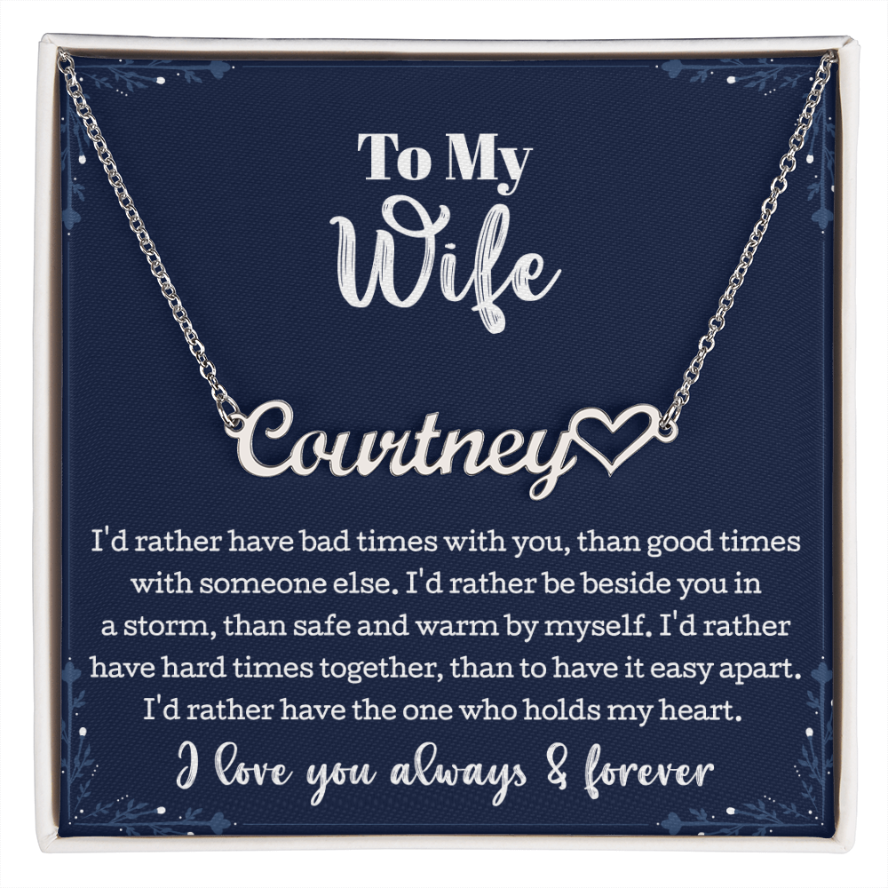 To My Wife Heart Name Necklace 0002