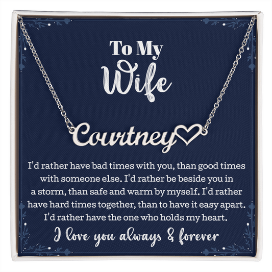 To My Wife Heart Name Necklace 0002