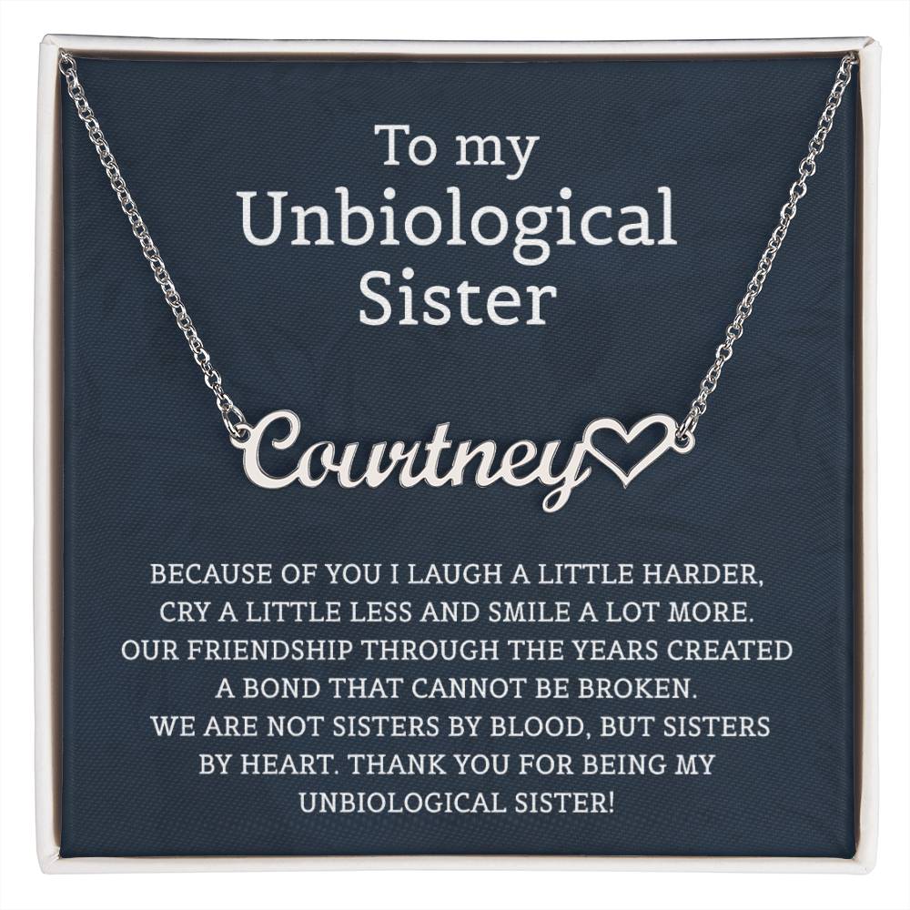 Unbiological Sister Heart Name Necklace for Sister Friends Necklaces Unbiological Sister Gifts for Friendship Jewelry