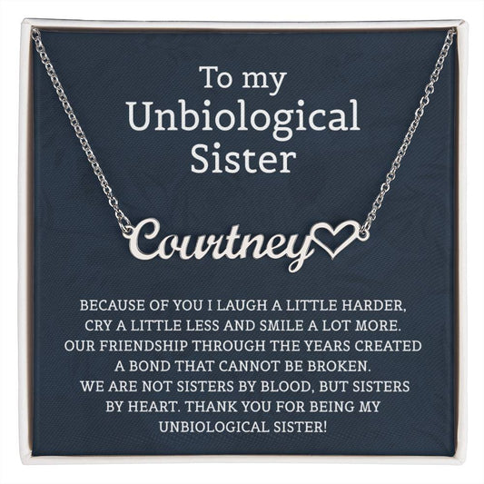 Unbiological Sister Heart Name Necklace for Sister Friends Necklaces Unbiological Sister Gifts for Friendship Jewelry