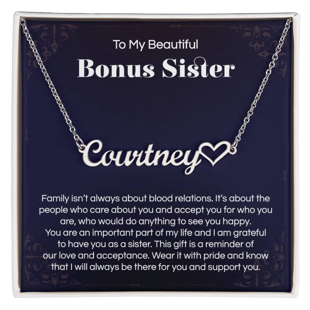 Sister Gifts, Heart Name Necklace for Sister in Law, Sister in Law Birthday Gift for Bonus Sister, Unbiological Sister Gifts, Christmas Jewelry
