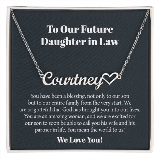 To Our Future Daughter in Law Heart Name Necklace, Birthday Gift, Christmas Jewelry
