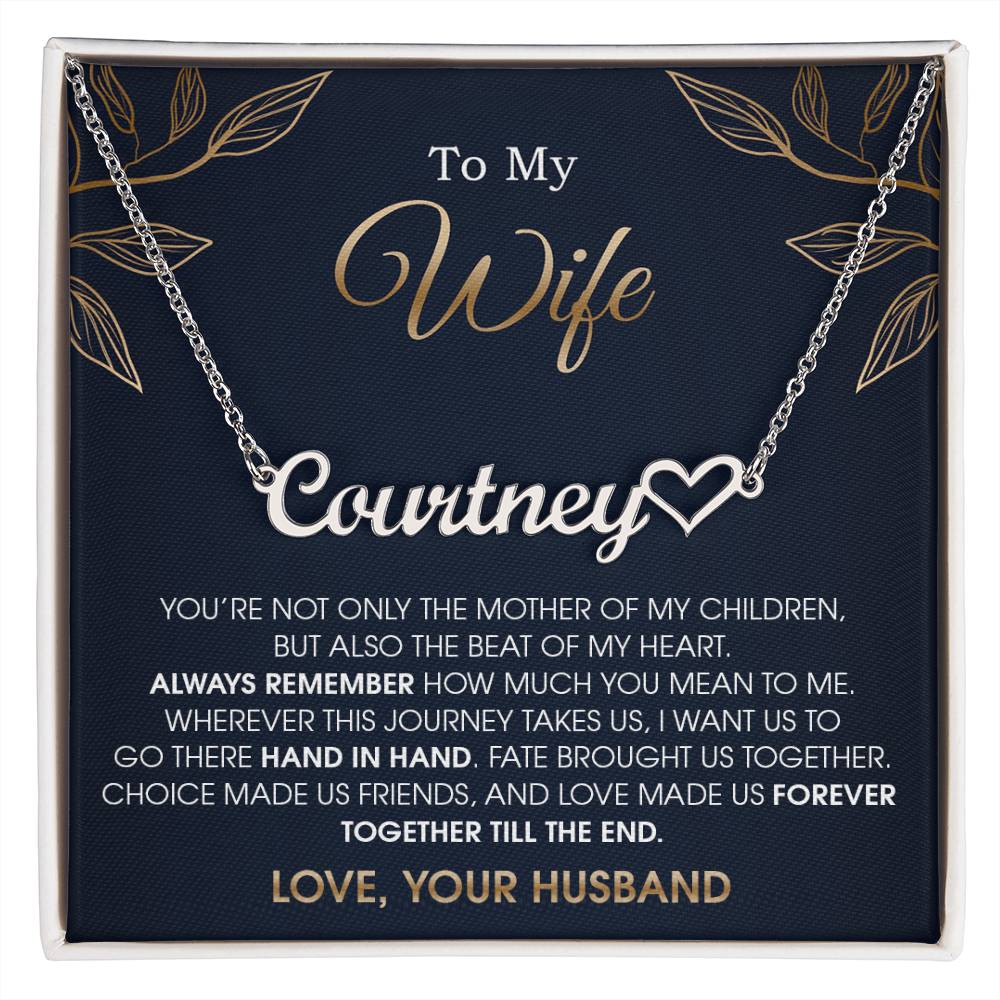wife heart name necklace
