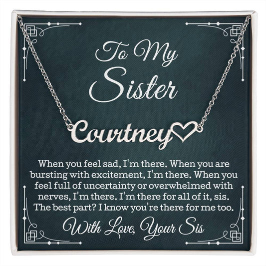 To My Sister Necklace, Sister Gift Heart Name Necklace, Jewelry Gifts For Sister With Message Card Led Luxury Box