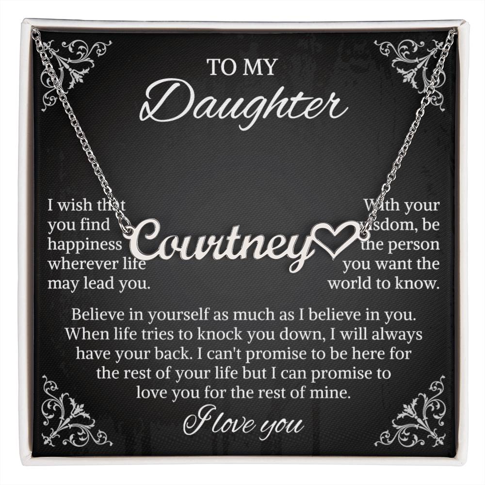 To My Daughter Heart Name Necklace, Daughter Necklace, Gift For Daughter, Daughter Necklace, Daughter Jewelry From Mom Dad