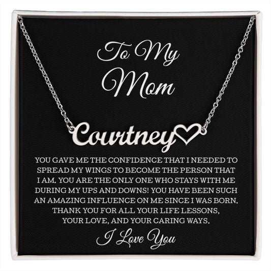 To My Mom Heart Name Necklace, To Mom Message Card Necklace, Mom Gift, Mom Mother's Day Gifts, Mom Jewelry, Mom Gift From Son