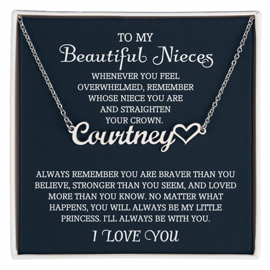To My Niece Heart Name Necklace, Niece Gift from Aunt, Niece Gift, Birthday Gift for Niece, Niece Birthday Card, Gift for Niece