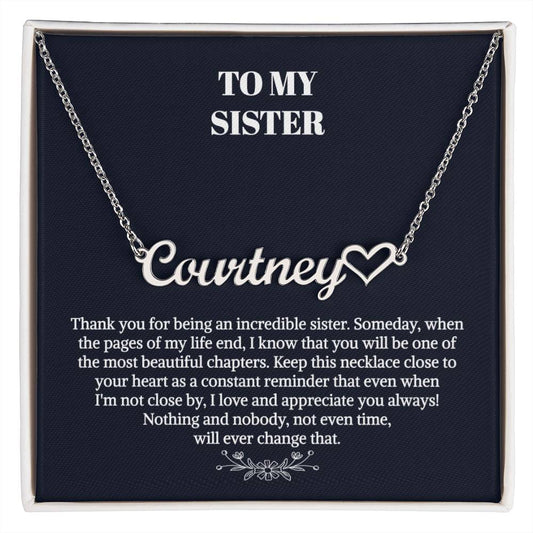 To My Sister Gift Necklace, Heart Name Necklace, Unbiological Sister Gift Necklace, Best Friend Gift Necklace, Birthday Necklace