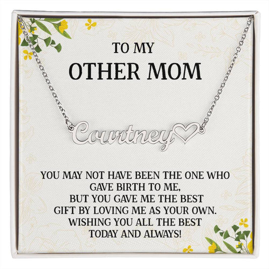 To My Other Mom Necklace Gift, Step Mom Necklace, Bonus Mom Jewelry, Unbiological Mom Gifts For Birthday, Mother's Day Present For Mom From Son Or Daughter, With Heartfelt Message Card And Amazing Box