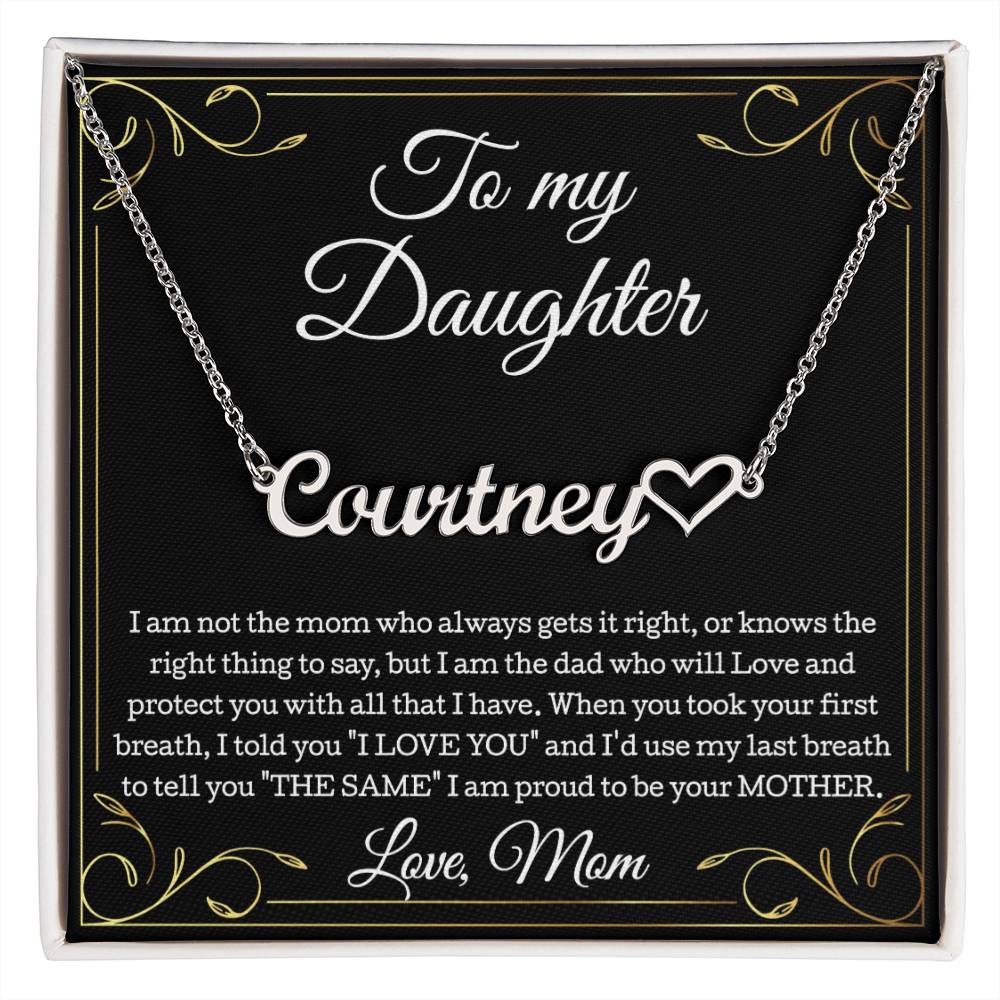 To My Daughter Necklace From Mom, Daughter Heart Name Necklace, Daughter Gift, Birthday Gift, Christmas Gift Daughter From Mom