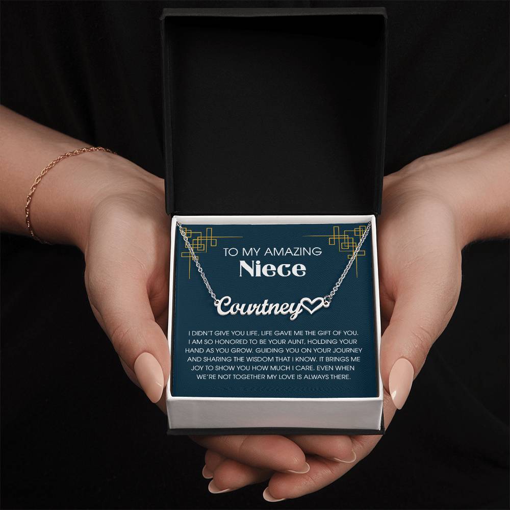 To My Niece Heart Name Necklace