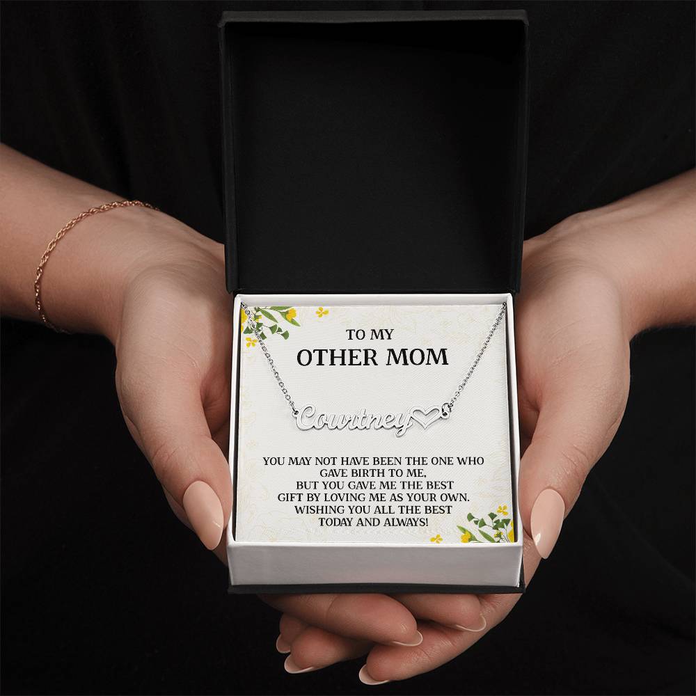To My Other Mom Necklace Gift, Step Mom Necklace, Bonus Mom Jewelry, Unbiological Mom Gifts For Birthday, Mother's Day Present For Mom From Son Or Daughter, With Heartfelt Message Card And Amazing Box