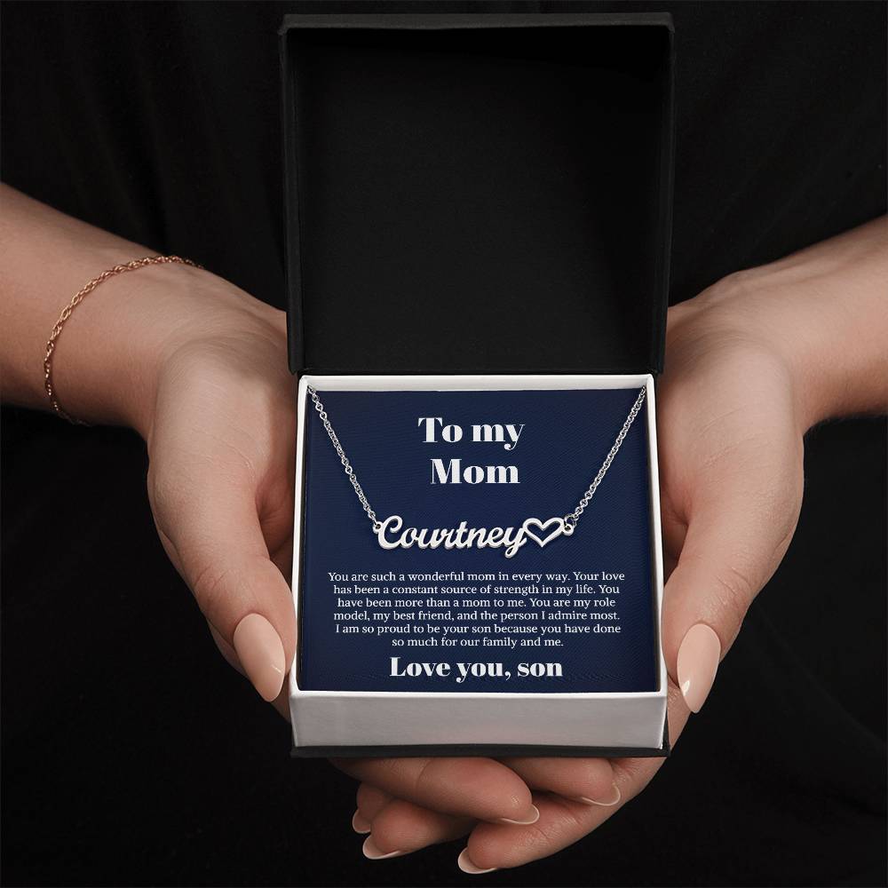 To My Mom Gifts - Necklace for Mom - Necklace Gift for Mom from Daughter - Heart Name Necklace Card