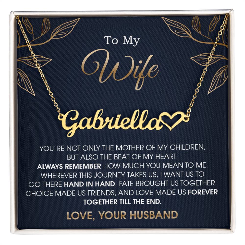 wife heart name necklace