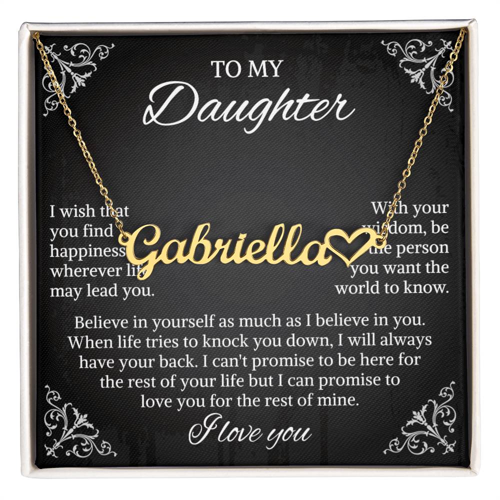 To My Daughter Heart Name Necklace, Daughter Necklace, Gift For Daughter, Daughter Necklace, Daughter Jewelry From Mom Dad