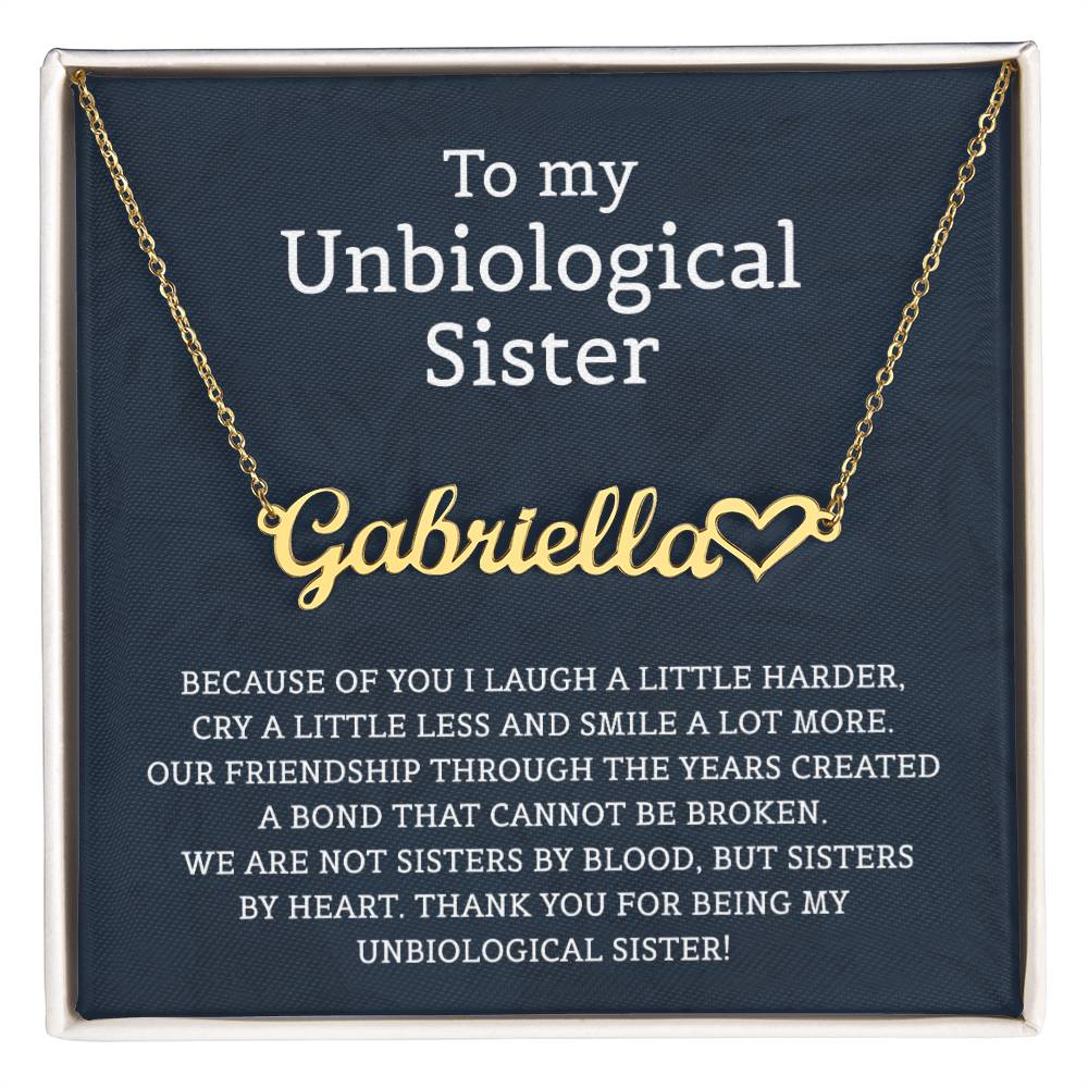 Unbiological Sister Heart Name Necklace for Sister Friends Necklaces Unbiological Sister Gifts for Friendship Jewelry