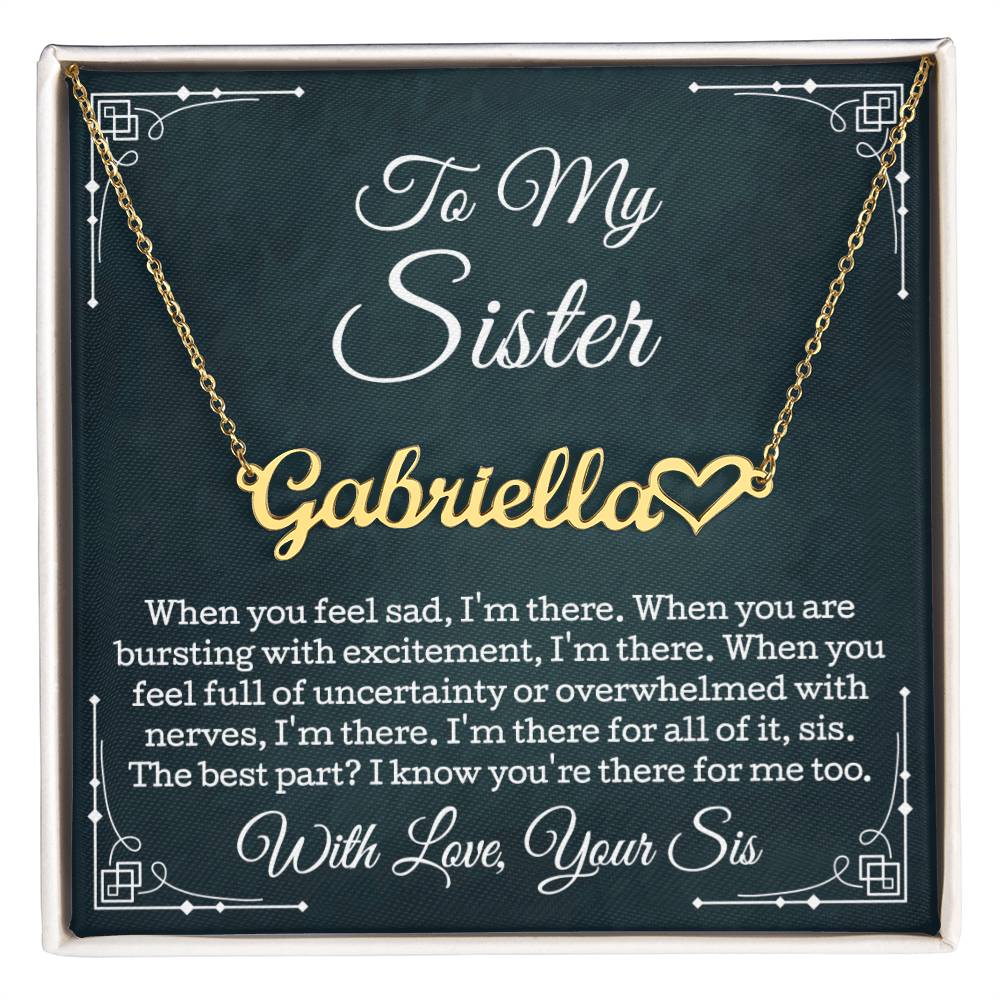 To My Sister Necklace, Sister Gift Heart Name Necklace, Jewelry Gifts For Sister With Message Card Led Luxury Box