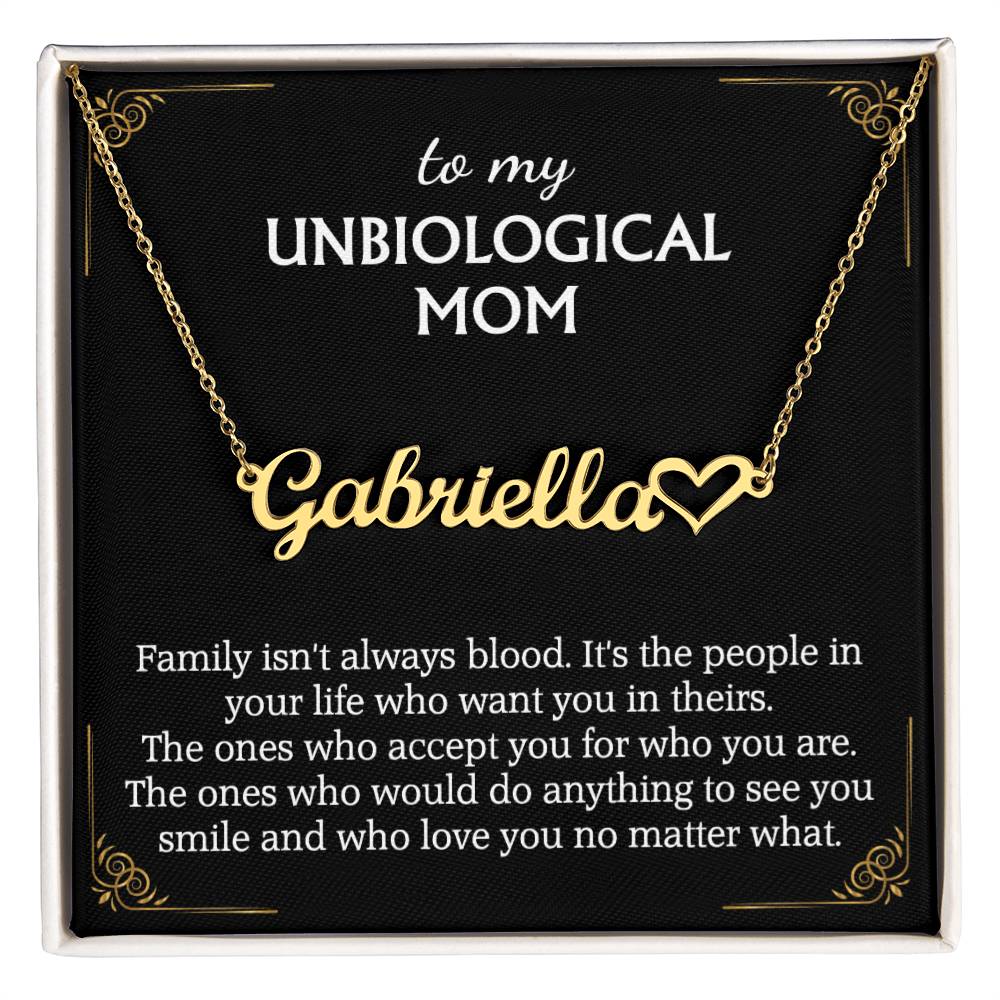 To My Unbiological Mom Heart Name Necklace for Bonus Mom Mother in Law Gifts Mothers Day Gifts Christmas