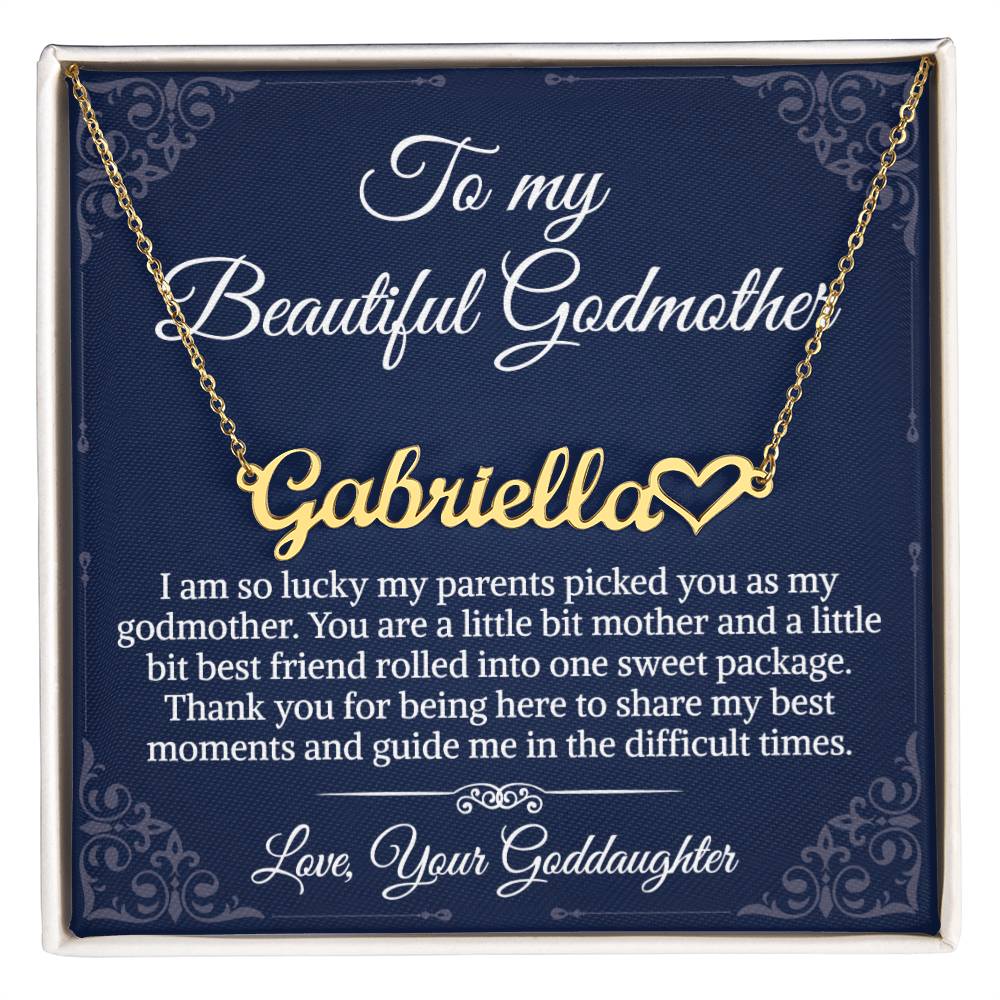 To My Godmother, Sentimental Gifts Love Sweet Signature Style Name Necklace, Message Card Box