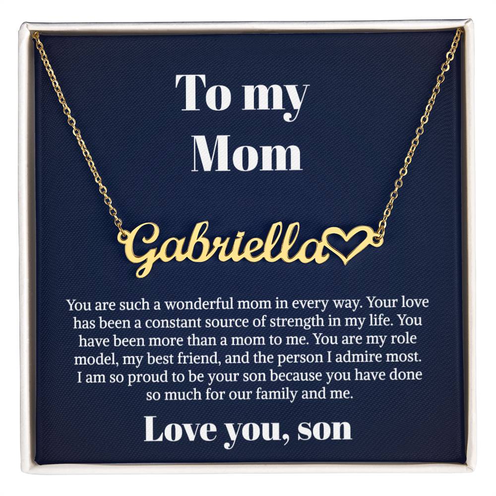 To My Mom Gifts - Necklace for Mom - Necklace Gift for Mom from Daughter - Heart Name Necklace Card