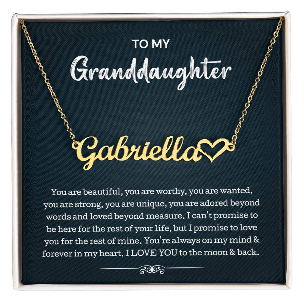To My Granddaughter Heart Name Necklace Perfect Heartfelt Birthday, Graduation Or Holiday Gift For Your Granddaughter