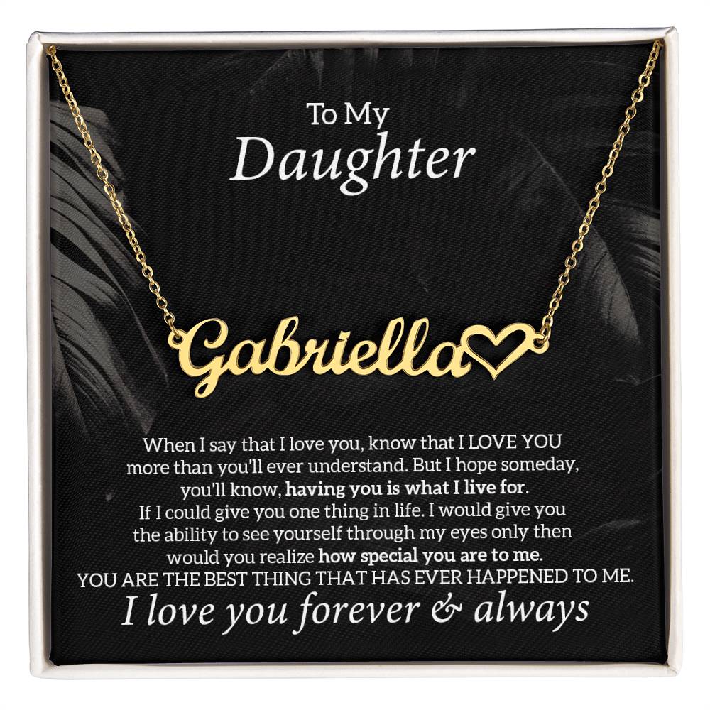 To My Daughter Necklace Jewelry Gift From Dad Mom, Heart Name Necklace