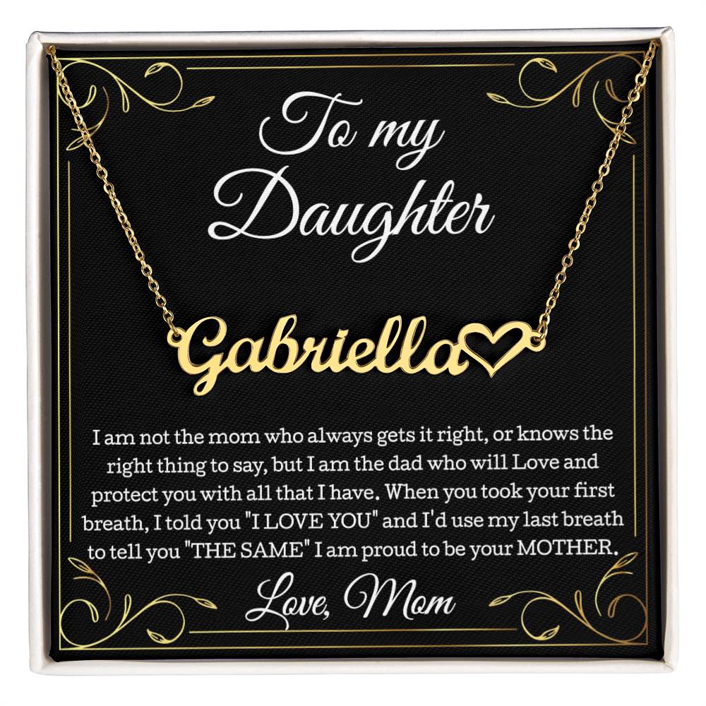 To My Daughter Necklace From Mom, Daughter Heart Name Necklace, Daughter Gift, Birthday Gift, Christmas Gift Daughter From Mom