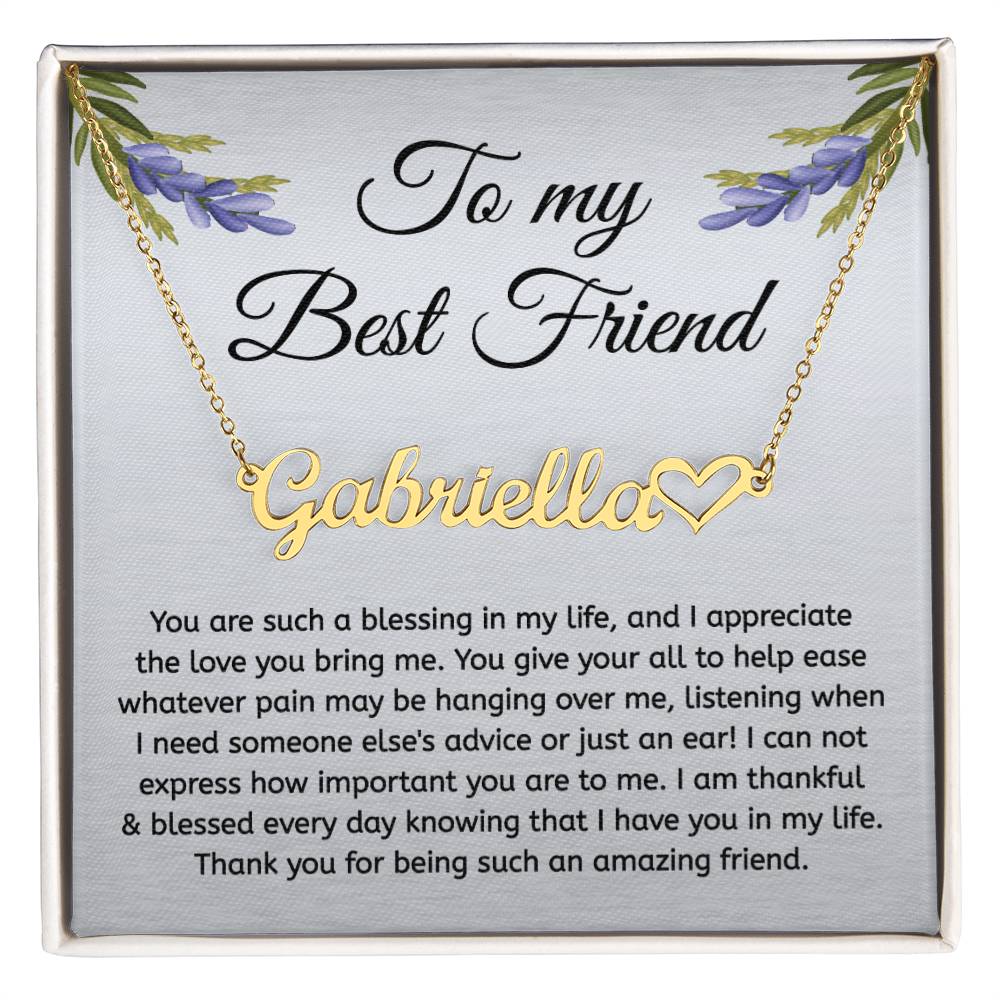 Best Friend Necklace, HeartName Necklace Friendship Necklace, Jewelry Gift, Gift for Friend, Birthday Gift, Christmas Gift