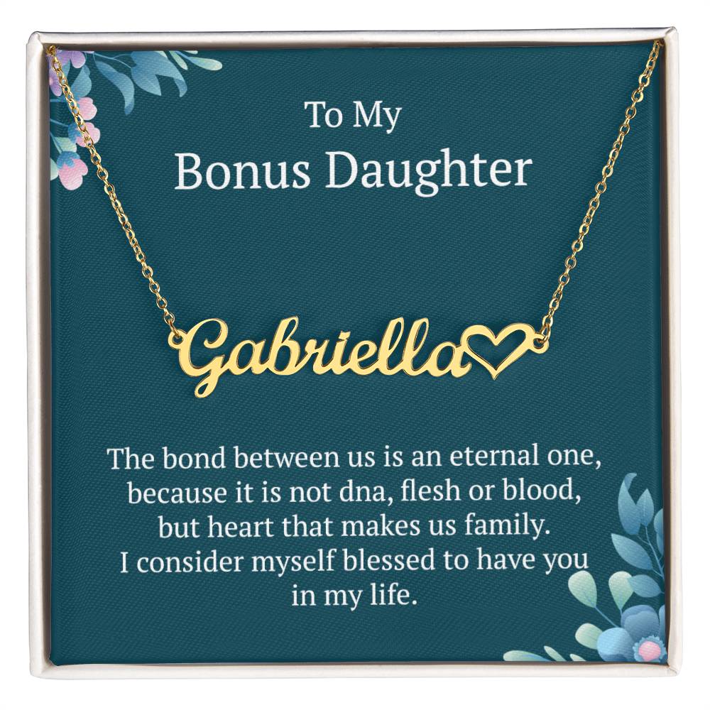 To My Bonus Daughter Stunning Heart Name Necklace for My Beloved Bonus Daughter – A Timeless Jewelry Gift
